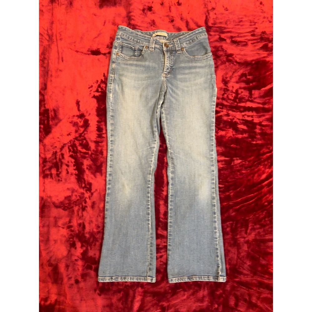 Lee Slender Secret Bootcut Jeans Womens 8 Petite Light Wash Embroidered Pockets